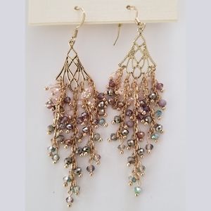 Gold beaded chandelier earrings